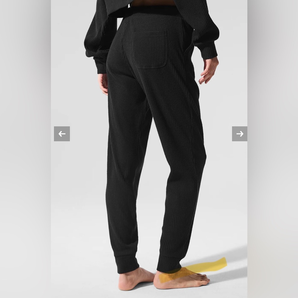 Alo Black Ribbed Joggers - Muse Sweatpant - Picture 2 of 2